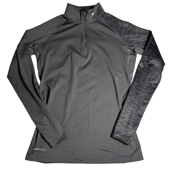 Nike Pro Combat 1/4 Zip Mock Womens Medium Gray Dri-Fit Fitted Running Training - Picture 1 of 6